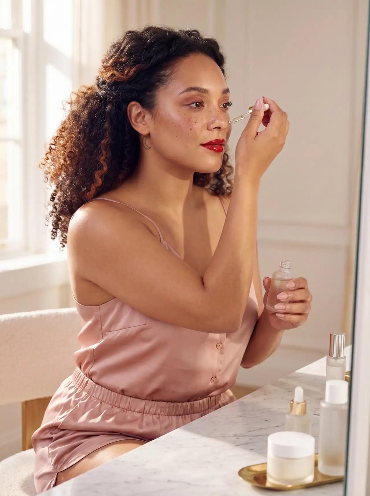 Beauty wearing GRWM silk set