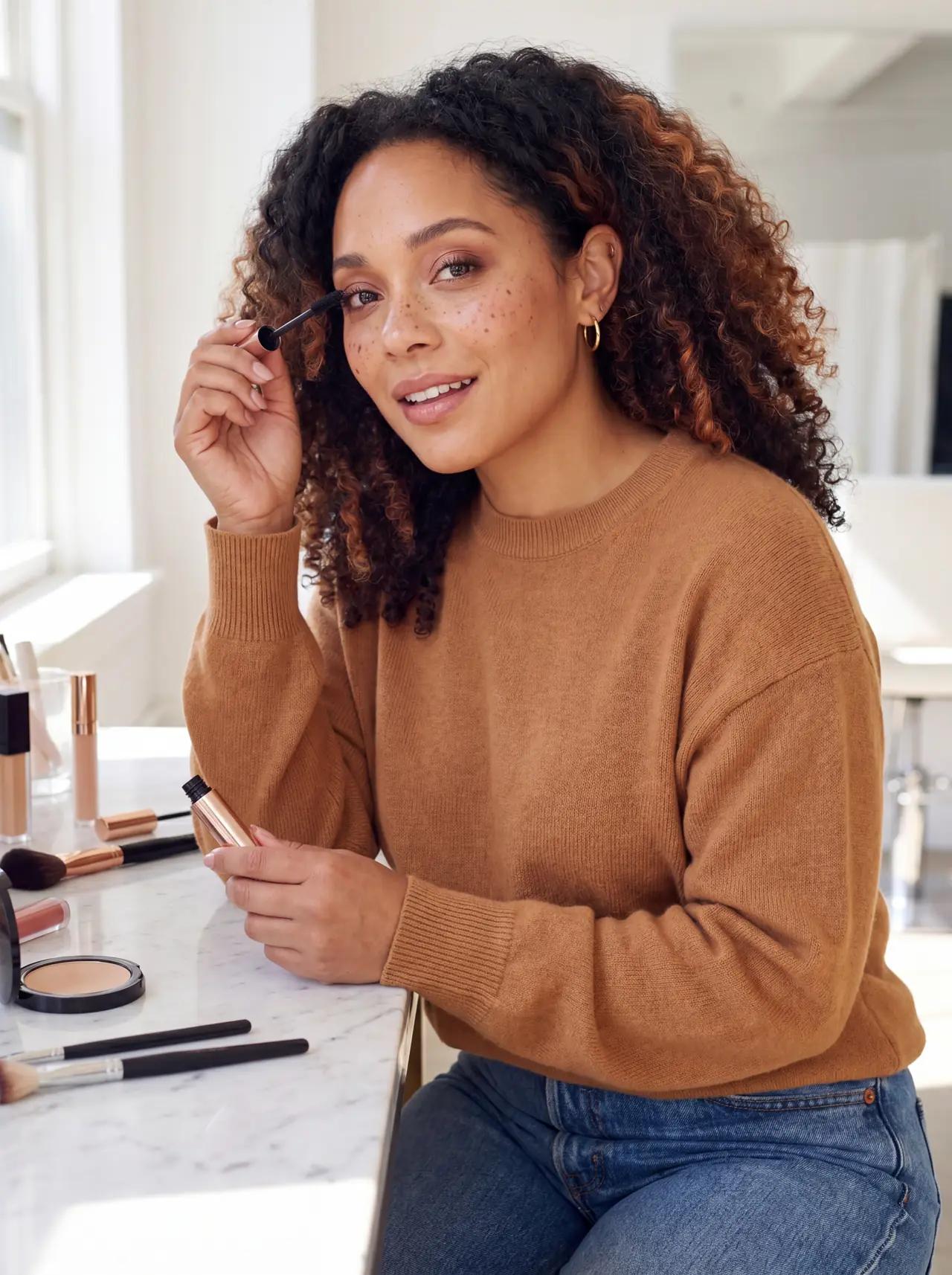 Beauty wearing Coffee run casual