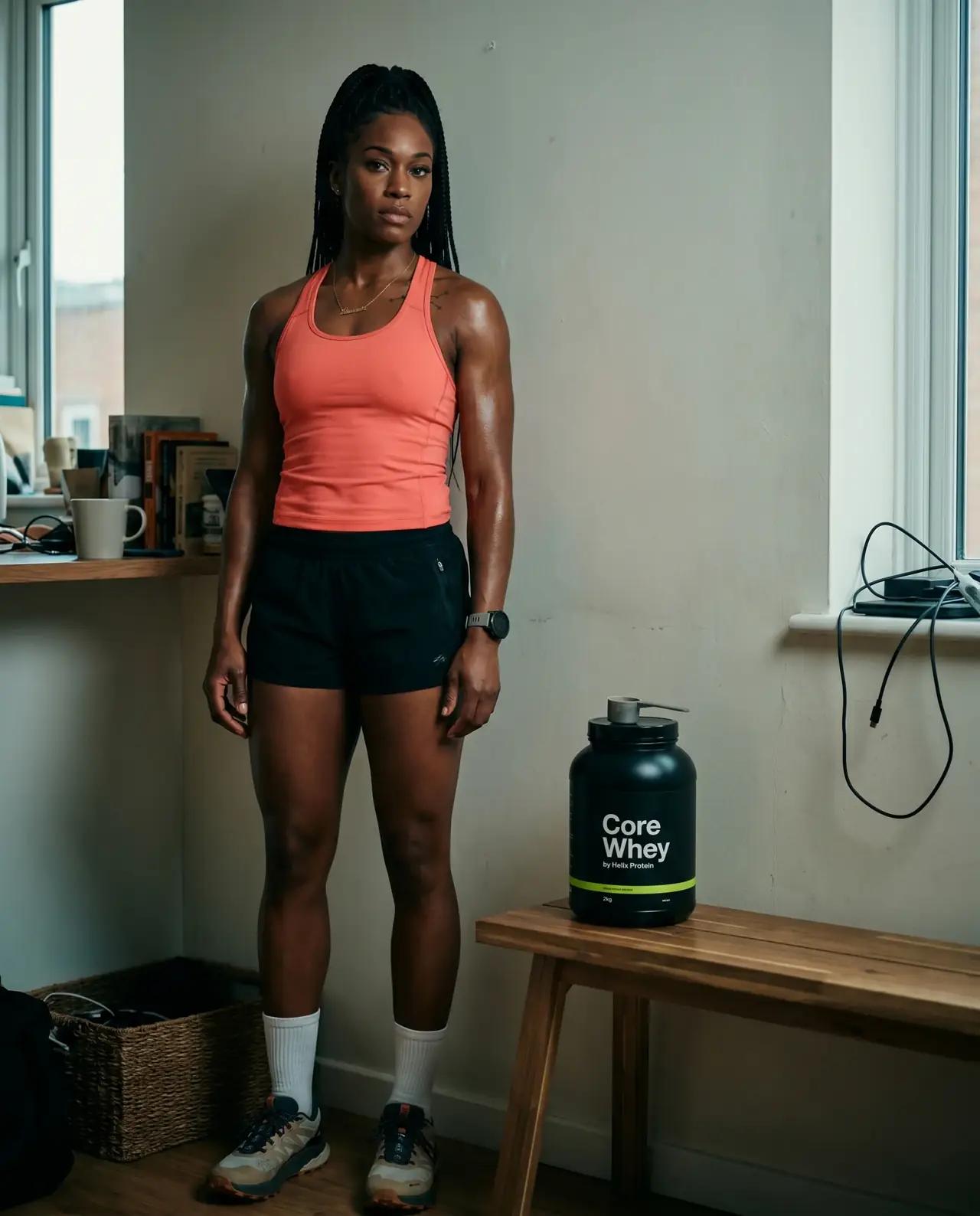 Fitness AI influencer sponsored post featuring Helix Protein
